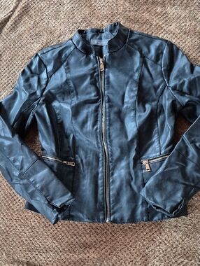 Suzy Shier vegan black leather jacket women's